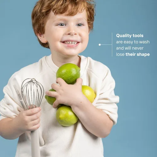 Miniatura 7 de Tampoco Real Kids - Juego de cocina y hornear – Herramientas de cocina Montessori para cocinar de verdad con utensilios de silicona aptos para Piedra