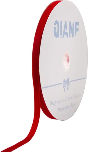 Miniatura 67 de QIANF Cinta de terciopelo, carrete de 1 1/2 pulgadas por 25 yardas (rojo)