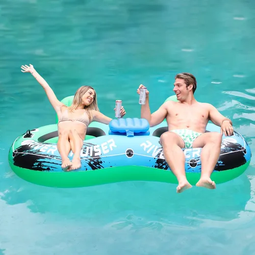 Miniatura 10 de River Tubes for Floating Heavy Duty Inflatable Floating Lounger Premium River Water Rafts Pool Float with Cup Holder Above Lake for Adults