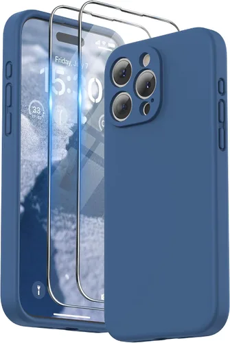 Miniatura 9 de SURPHY Funda diseñada para iPhone 15 Pro Max con protector de pantalla y cordón, correa de teléfono y funda de silicona líquida para teléfono