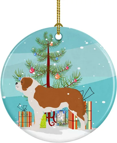 Miniatura 24 de Caroline's Treasures Bulldog inglés «Merry Christmas» adorno de cerámica para árbol de Navidad, decoración colgante para el hogar, Navidad, fiestas