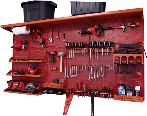 Miniatura 25 de OmniWall Weekend Warrior XL - Sistema de organización de pared de metal (negro/azul)