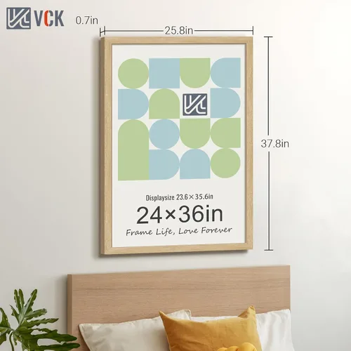 Miniatura 188 de VCK Marcos para póster de madera maciza de 22.375 x 34 pulgadas, marco de fotos A1 negro con montaje en pared, paquete de 3