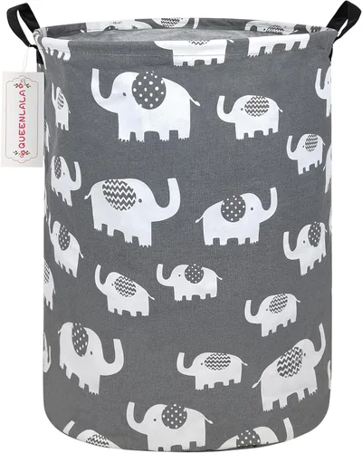 QUEENLALA Cesta de Almacenamiento Grande, Cesto de Ropa Sucia/Baño/Decoración del Hogar/Cesto de Almacenamiento Redondo Plegable, Cesto para Niños y