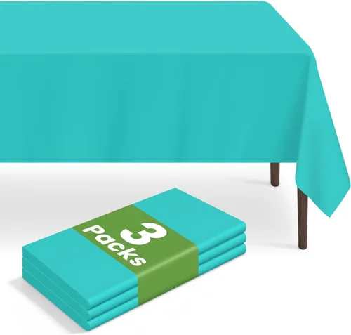 Miniatura 60 de Paquete de 6 manteles de plástico desechables azules y blancos a cuadros, manteles de plástico azules para fiestas, 54 x 108 pulgadas impermeables