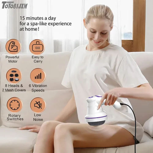 Miniatura 3 de TOTO81JXM Masajeador eléctrico para celulitis: máquina de esculpir el cuerpo con 8 cabezales de masaje, drenaje linfático y estiramiento de la piel