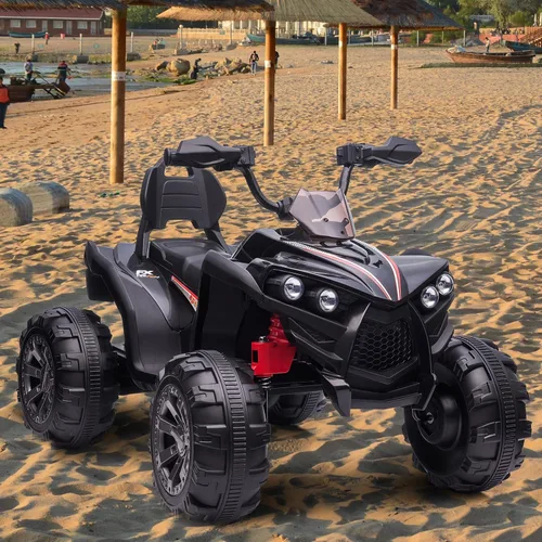 Miniatura 7 de OTTARO ATV de 2 plazas, 12 V, 4 ruedas, cuatrimoto eléctrico para niños de 3 a 8 años con asiento de 17 pulgadas de longitud, luces LED, 2 Negro