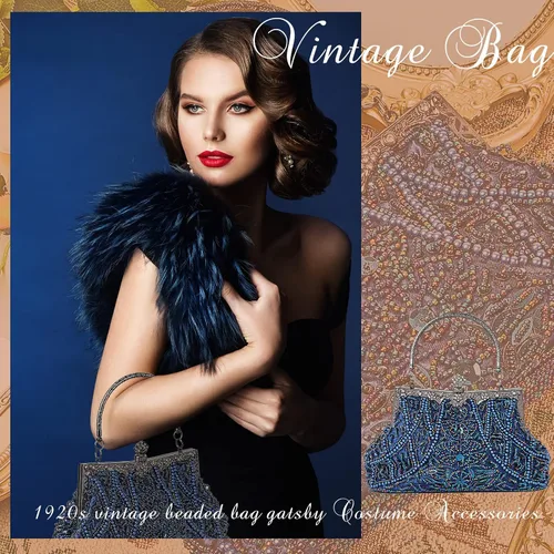 Miniatura 6 de Amylove Bolso de mano con cuentas estilo vintage de los años 1920, formal, accesorios para mujer, para eventos nocturnos, regalo para fiesta