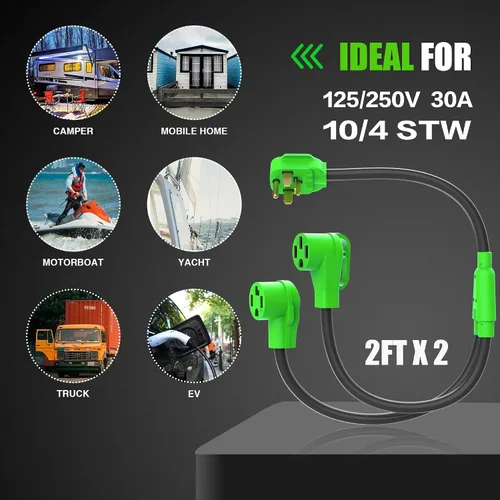 Miniatura 8 de NEMA 32-50R30R-30P - Adaptador divisor en Y para secadora de 4 clavijas y 30 amperios, cable STW de 10 AWG, 4 pies, 250 V 7500 W, para cargador