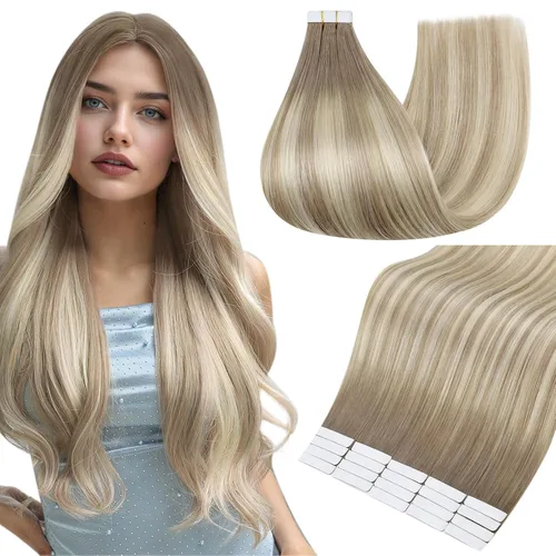 Miniatura 32 de Full Shine - Extensiones de cabello con cinta adhesiva de 18 pulgadas, extensiones de cabello Remy de 1.76 oz, extensiones de cabello lacio