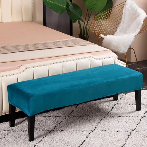 Miniatura 36 de Fundas de banco rectangulares, funda extraíble para silla de comedor, ajuste suave, universal, elásticas, antipolvo, lavable, protector de asiento