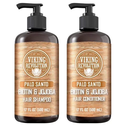 Miniatura 11 de Viking Revolution Majestic Oud - Juego de champú y acondicionador para hombre con biotina y aceite de jojoba, champú natural para el cabello