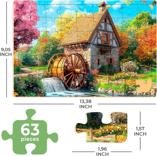 Miniatura 2 de QUOKKA Rompecabezas de demencia de 63 piezas para ancianos - Productos de actividades de piezas grandes para personas mayores - 3 juegos de Riverside