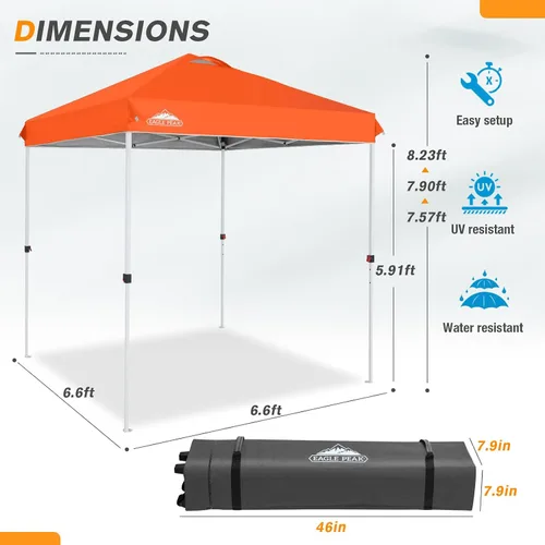 Miniatura 61 de EAGLE PEAK Tienda de campaña desplegable con bolsa de transporte con ruedas, 8 estacas, 4 cuerdas, 4 bolsas de peso, toldo de tienda de campaña