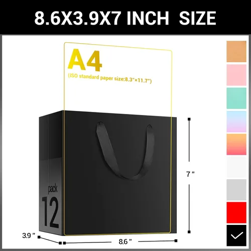 Miniatura 2 de EUSOAR Bolsas de regalo a granel, paquete de 12 bolsas pequeñas de papel kraft de 8.6 x 3.9 x 7 pulgadas con asas, bolsas resistentes para bodas