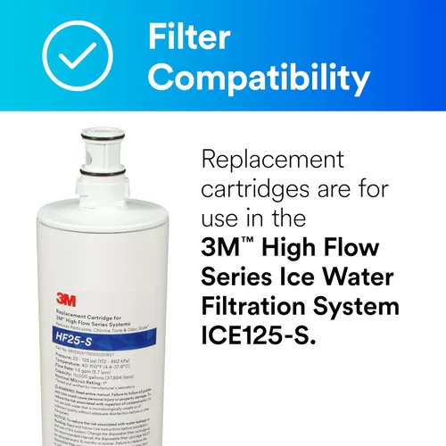 Miniatura 2 de 3M HF25-S - Cartucho de filtro de repuesto genuino 3M de la Serie de Alto Flujo para sistema de filtro de agua ICE125-S, reduce el cloro, el sabor