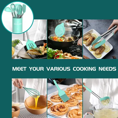 Miniatura 4 de Umite Chef - Juego de utensilios de cocina de silicona, 15 piezas, antiadherentes, los mejores utensilios de cocina de cocina con mango de acero