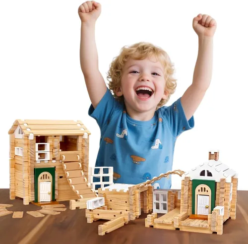 Miniatura 14 de Jovi-mindly &Notchies - Juego de 63 bloques de madera para principiantes, juguetes de aprendizaje preescolar, bloques de madera para niños a partir