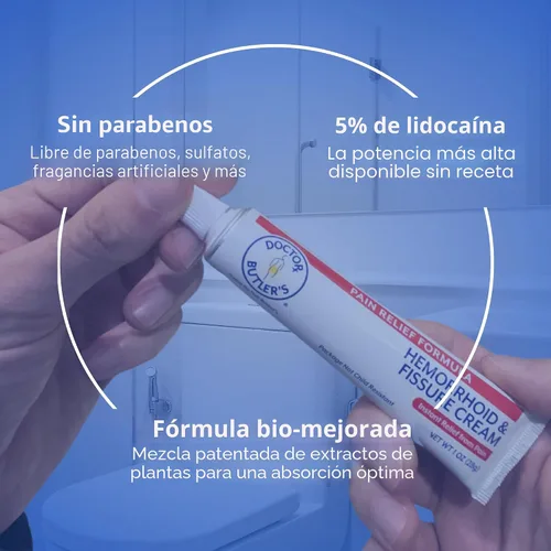 Miniatura 5 de Doctor Butler's Crema para hemorroides y fisuras: tratamiento instantáneo de hemorroides para aliviar el dolor con lidocaína, crema de hemorroides