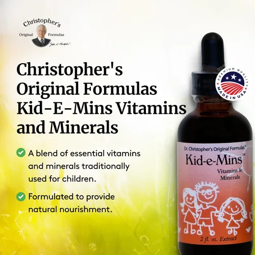 Miniatura 4 de Christopher's Original Formulas Kid-E-Mins Vitaminas y minerales, sabor natural a naranja, multivitamínico líquido para niños, 2 onzas