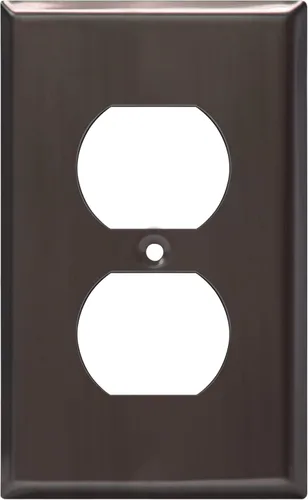 Miniatura 24 de ENERLITES Placa de pared de metal dúplex para receptáculos, cubierta de salida de acero inoxidable, resistente a la corrosión, tamaño de 1 banda