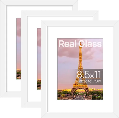 Miniatura 15 de upsimples Juego de 3 marcos de fotos de 5 x 7 pulgadas, hechos de cristal de alta definición para 4 x 6 con alfombrilla o 5 x 7 sin alfombrilla