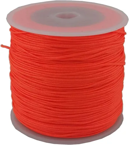Miniatura 9 de Glory Qin Cuerda decorativa de nailon de 109 yardas con cuentas Kumihimo, cuentas, borla, fabricación de joyas con nudo chino (0.031 in, rojo)