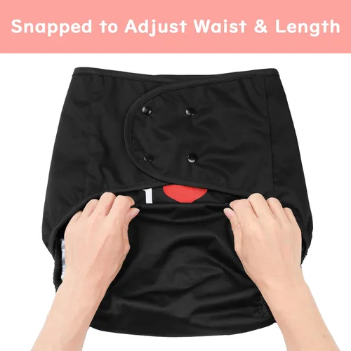 Miniatura 6 de Littleforbig Funda para pañales para adultos, lavable, ajustable, reutilizable, impermeable, talla única, color negro