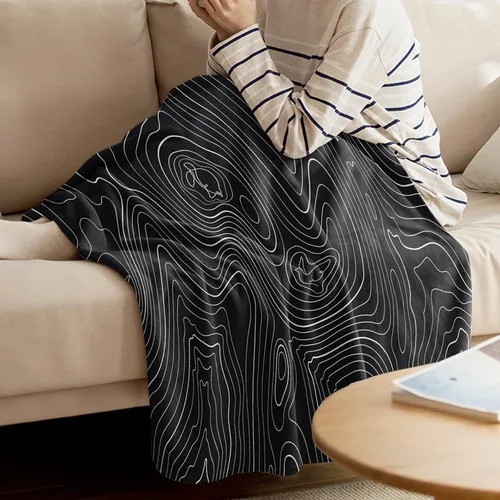Miniatura 3 de Manta de forro polar para sofá cama, vista superior abstracta topográfica, mantas y mantas de microfibra suave para sofá de viaje, líneas