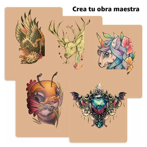 Miniatura 6 de Urknall - 10 piezas de piel falsa de 0.118 in – Urknall piel falsa en blanco para práctica de tatuajes de doble cara pieles falsas tatuajes