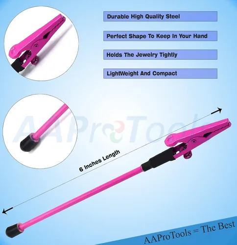 Miniatura 3 de Herramienta de pulsera rosa, ayudante de joyería, ayudante de cierre de pulsera con cierres de reloj y tirador de cremallera. Soporte de pulsera