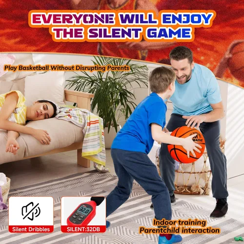 Miniatura 4 de Silent Basketball Size 7-Size 5-Size 3, New Upgraded Grooved Airless Indoor Basketball, Real Feel & Bounce Like Official Ball, Quiet Dribbling