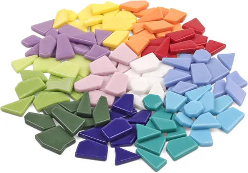 Youway Style Azulejos de mosaico para manualidades a granel, piezas de vidrio de mosaico roto de 7.05 oz para manualidades de mosaico de jardín,