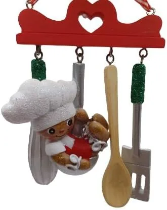 OnHoliday Adorno colgante de árbol de Navidad para niño de jengibre y Utencils
