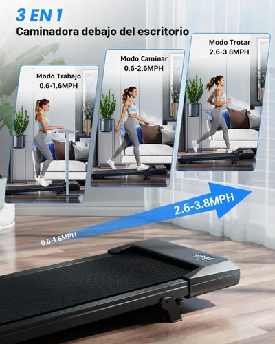 Miniatura 4 de SupeRun Almohadilla para caminar debajo del escritorio con inclinación, cinta de correr silenciosa de 2.5 HP para oficina en casa y escritorios