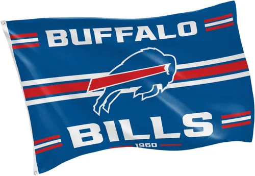 Miniatura 58 de Team Sports America NFL Buffalo Bills - Bandera duradera de 3 x 5 para exteriores con ojales, bandera y pancarta resistentes para jardín al aire