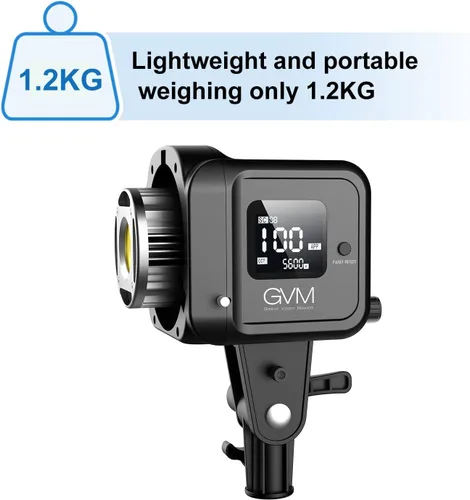 Miniatura 3 de GVM - Luz de video de 80 W, iluminación continua para fotografía con soporte Bowens, 5600K, 44100Lux/1.6 ft luz de estudio con aplicación, CRI 97+ 8