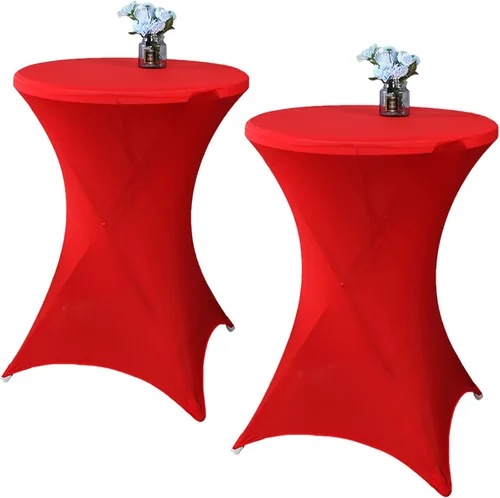 Miniatura 17 de Paquete de 2 manteles de cóctel de elastano de 24 x 43 pulgadas, redondos, ajustables, para bodas, banquetes, eventos, fiestas