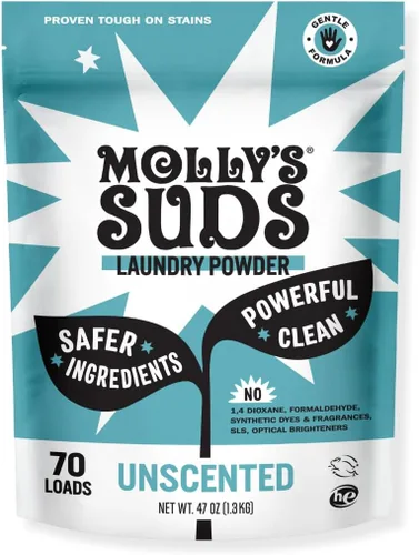Miniatura 8 de Detergente Molly's Suds para ropa original en polvo Detergente en polvo para ropa limpia para pieles sensibles Ingredientes simples y efectivos