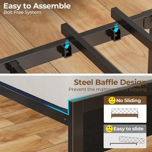 Miniatura 6 de Rolanstar Armazón de cama tamaño completo con estación de carga y luces LED, cabecera tapizada con estantes de almacenamiento, listones de metal