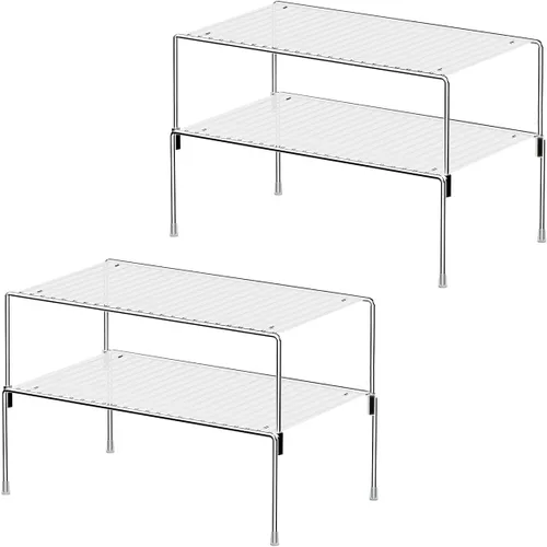 Miniatura 7 de Organizador de armario de cocina y estantes de almacenamiento, estante organizador expandible para congelador con patas resistentes a los arañazos