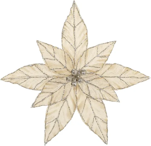 Miniatura 20 de Briful Flores de Pascua con Purpurina Navideñas de Cabezas Grandes de 12 Pulgadas Adornos para Árbol de Navidad Juego de 4 Flores Artificiales