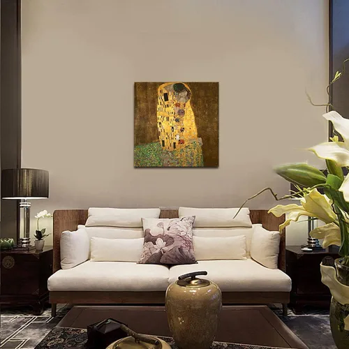 Miniatura 9 de Wieco Art El beso de Gustav Klimt famosas reproducciones de pinturas al óleo envueltas en galería de arte en lienzo para pared de sala de estar