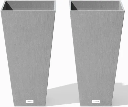 Veradek V-Resin - Macetero cónico para interiores y exteriores, paquete de 2 (26 pulgadas, gris)