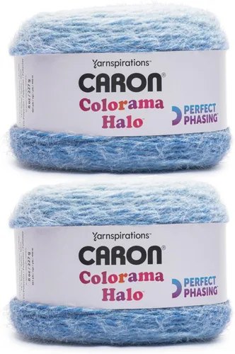 Miniatura 12 de Caron Colorama Halo Cake Ultra Marine Hilo - Paquete de 2 unidades de 8oz/226.79g - 71% acrílico, 18% nailon, 11% poliéster, #5 grueso, 60 yardas