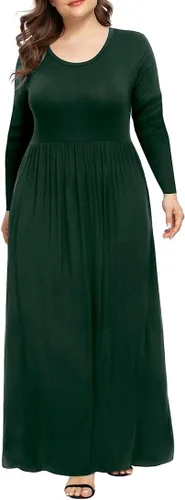 Miniatura 2 de LONGYUAN - Vestido largo de manga larga para mujer, de talla extragrande (XL-6XL), estilo casual, suave, con bolsillos
