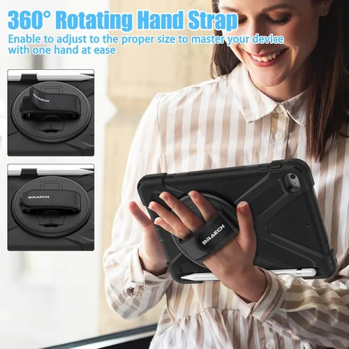 Miniatura 3 de BRAECNstock para Apple iPad mini 5/4 Funda 2019/2015 19,9 cm, Funda Protectora a Prueba de Golpes con Soporte para Lápices, Correa Giratoria