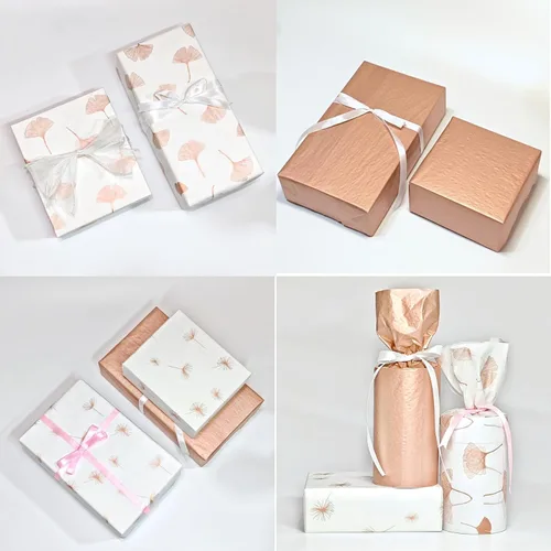 Miniatura 7 de 30 hojas de papel de seda de oro rosa para bolsas de regalo, hojas de ginkgo metálicas, diente de león, papel de seda a granel, papel de seda Hoja