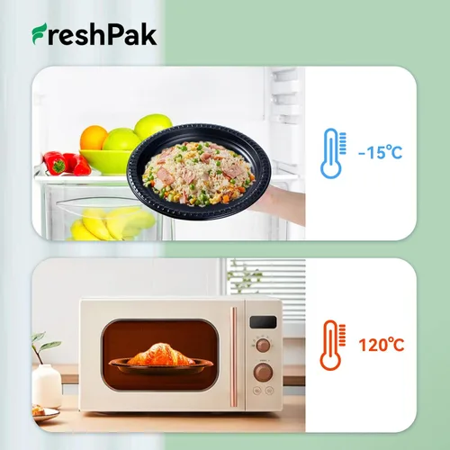 Miniatura 2 de Paquete de 150 platos de plástico negro de 9 pulgadas, envoltura retráctil, listos para usar Heavy Duty BPA Free Mineral Filled PP Microwave &