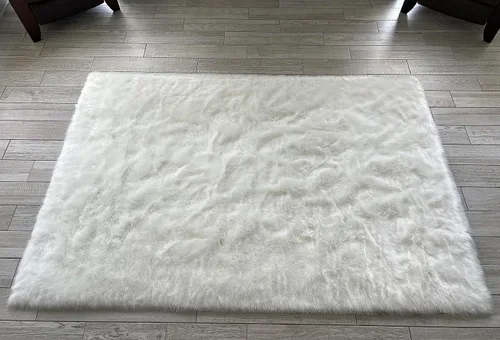 Miniatura 19 de LAMBZY Elegante y sofisticada alfombra rectangular de piel de oveja (beige, 2 x 3 pies)